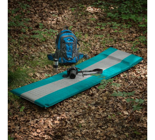 Килимок самонадувний NILS CAMP NC4340, 195 х 160 х 5 см - сіро-бірюзовий