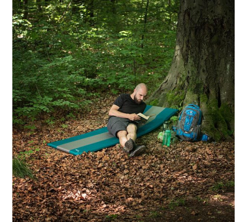 Килимок самонадувний NILS CAMP NC4340, 195 х 160 х 5 см - сіро-бірюзовий