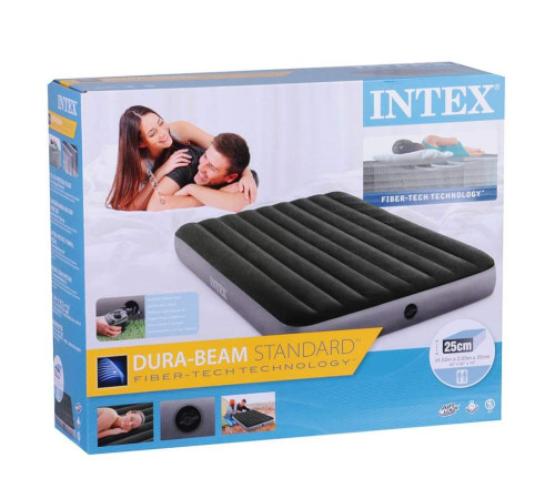 Матрац надувний Intex 64779 з електронасосом 203x152x25 см, сіро-зелений Матрац надувний Intex 64779 з електронасосом 203x152x25 см, сіро-зелений