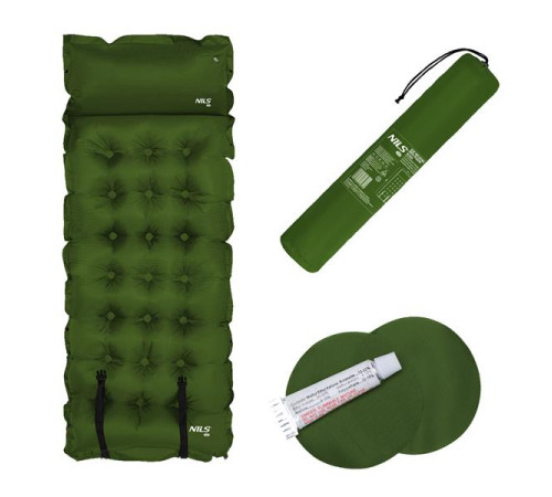 Килимок самонадувний NILS CAMP NC4018, 188 х 66 х 3,5 см - темно-зелений