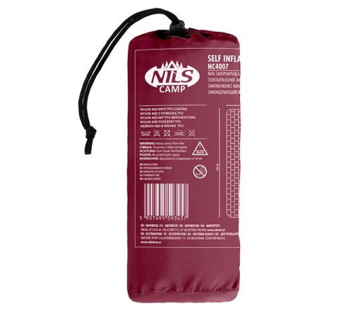 Килимок надувний NILS CAMP NC4007, 240 х 60 х 5 см - бордовий