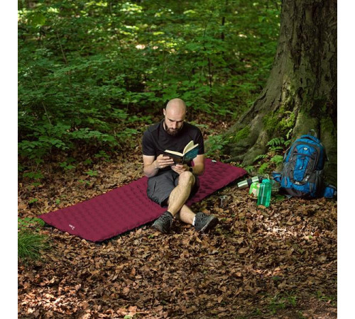 Килимок надувний NILS CAMP NC4007, 240 х 60 х 5 см - бордовий