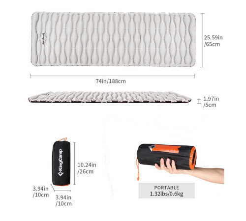 Матрац надувний KingKamp Ultra Light 650 183x51х5 см, сірий Матрац надувний KingKamp Ultra Light 650 183x51х5 см, сірий