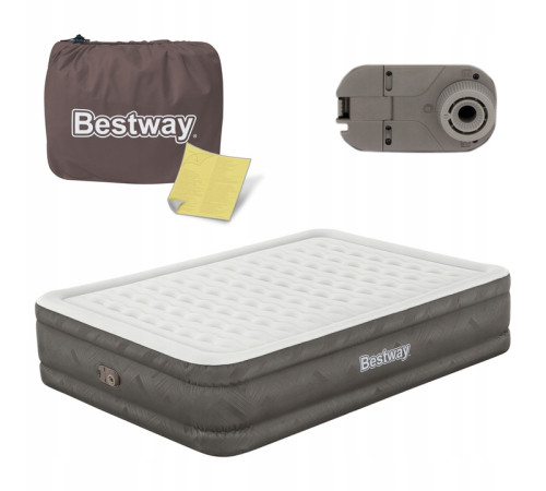 Матрац надувний Bestway 69050 з насосом 203 x 152 x 46 см, бежевий