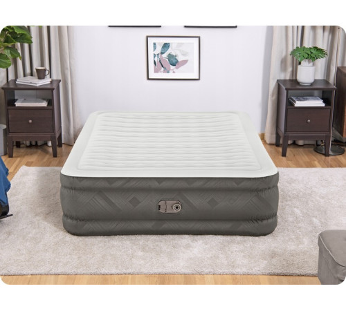 Матрац надувний Bestway 69050 з насосом 203 x 152 x 46 см, бежевий