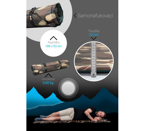 Матрац самонадувний ACRA L34 186х53, камуфляжний