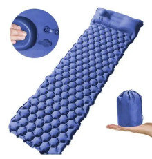 Каримат надувний з помпою похідний, туристичний WCG 195 х 56 х 6 см - синій