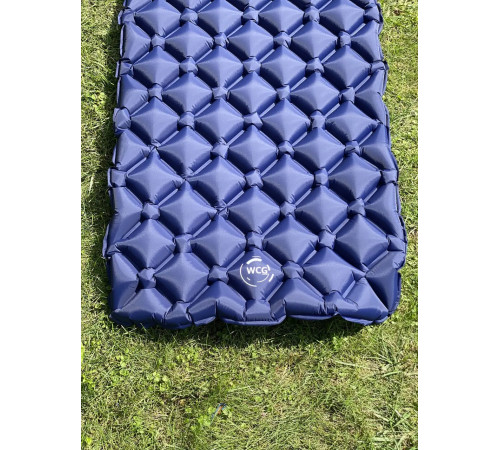 Каримат надувний з помпою похідний, туристичний WCG 195 х 56 х 6 см - синій