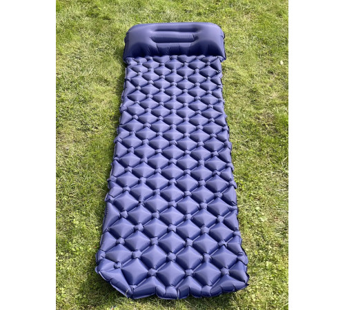 Каримат надувний з помпою похідний, туристичний WCG 195 х 56 х 6 см - синій