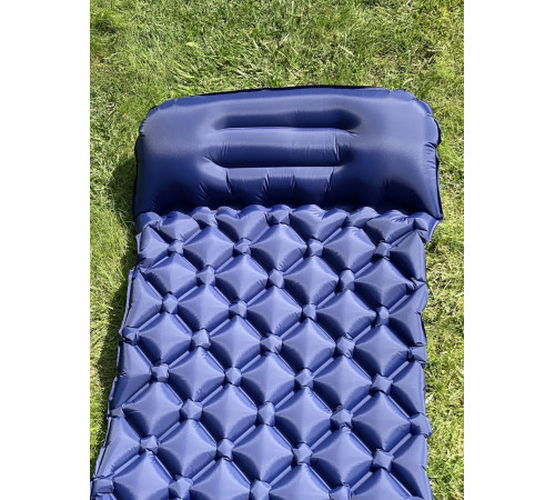 Каримат надувний з помпою похідний, туристичний WCG 195 х 56 х 6 см - синій