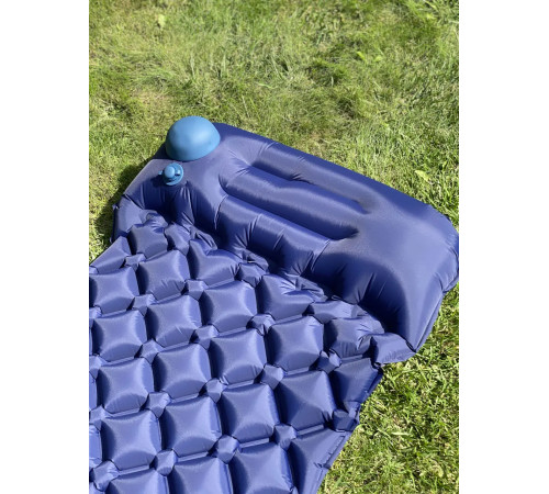 Каримат надувний з помпою похідний, туристичний WCG 195 х 56 х 6 см - синій