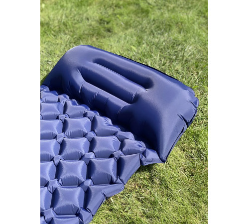 Каримат надувний з помпою похідний, туристичний WCG 195 х 56 х 6 см - синій