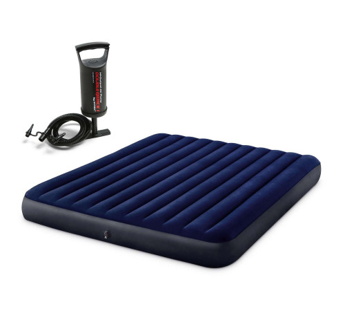 Матрац надувний INTEX 64755 з насосм 203 x 183 x 25 см, синій