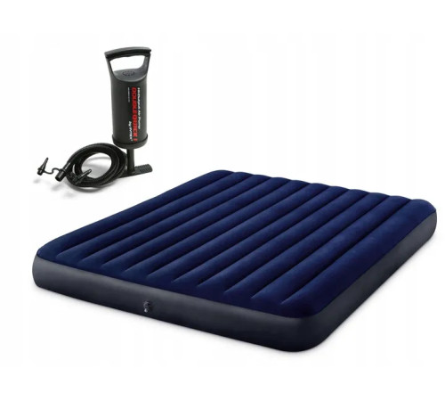 Матрац надувний INTEX 64755 з насосм 203 x 183 x 25 см, синій