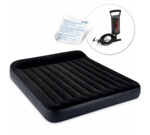 Матрац надувний INTEX 64144 з насосм 203 x 183 x 25 см, чорний