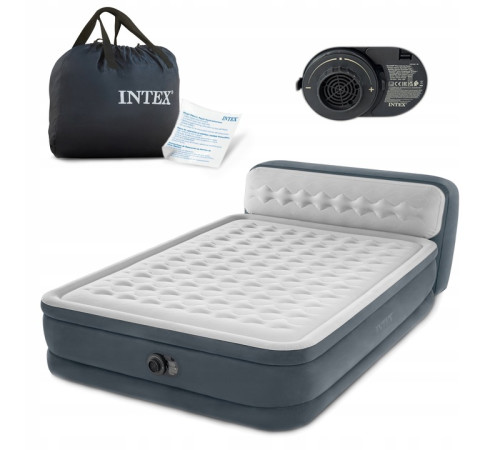 Матрац надувний INTEX 64448 з насосом 236 x 152 x 46 см, сірий