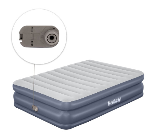 Матрац надувний Bestway 67925 з вбудованим електронасосом 203x152 см, синьо-сірий