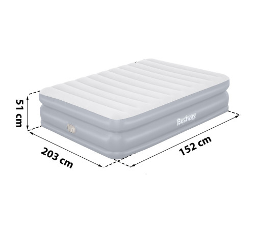 Матрац надувний Bestway 67925 з вбудованим електронасосом 203x152 см, синьо-сірий