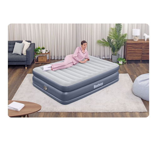 Матрац надувний Bestway 67925 з вбудованим електронасосом 203x152 см, синьо-сірий