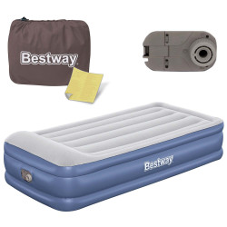 Матрац надувний Bestway 67628 з насосом 191x97 см, блакитно-сірий