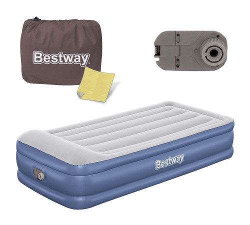 Матрац надувний Bestway 67628 з насосом 191x97 см, блакитно-сірий Матрац надувний Bestway 67628 з насосом 191x97 см, блакитно-сірий