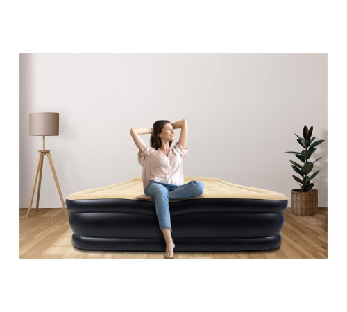 Матрац надувний AVENLI Queen High Raised 203x157 см, чорно-бежевий Матрац надувний AVENLI Queen High Raised 203x157 см, чорно-бежевий