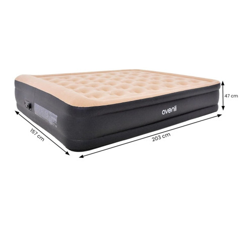 Матрац надувний AVENLI Queen High Raised 203x157 см, чорно-бежевий Матрац надувний AVENLI Queen High Raised 203x157 см, чорно-бежевий