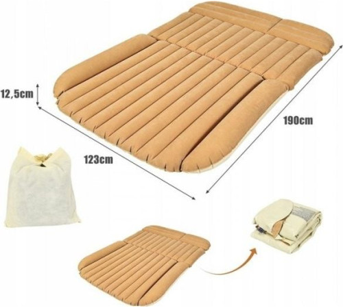 Матрац надувний автомобільний Costway з електронасосом, 190 х 123 х 12,5 см - бежевий