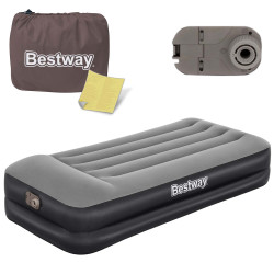 Матрац надувний Bestway 67401 з вбудованим електронасосом 191x97 см, чорно-сірий