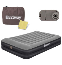 Матрац надувний Bestway 67403 з вбудованим насосом 203x152 см, чорно-сірий