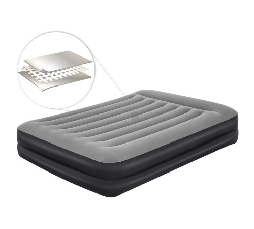 Матрац надувний Bestway 67403 з вбудованим насосом 203x152 см, чорно-сірий