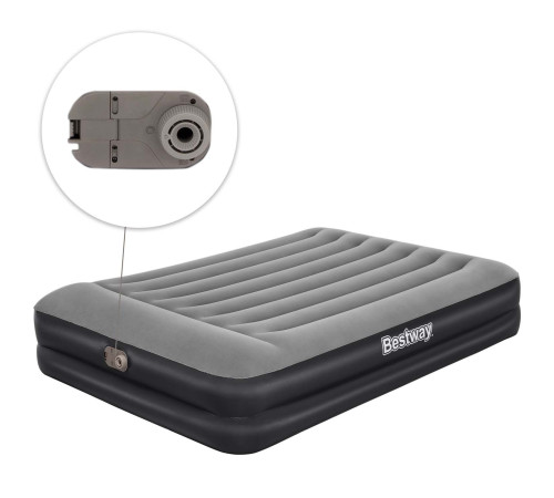 Матрац надувний Bestway 67403 з вбудованим насосом 203x152 см, чорно-сірий