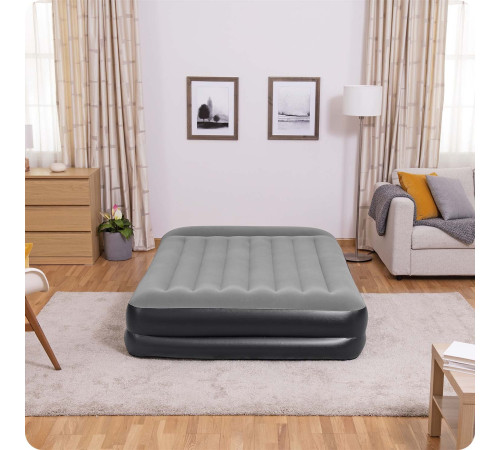 Матрац надувний Bestway 67403 з вбудованим насосом 203x152 см, чорно-сірий