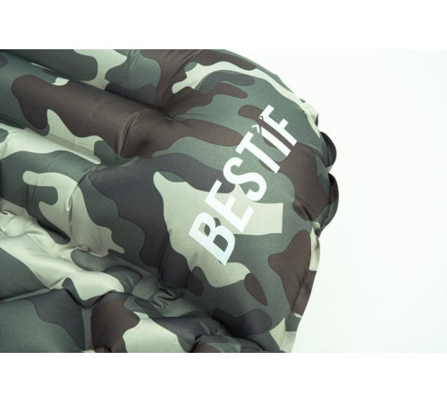 Матрац надувний Bestif Trekking BMT10 з вбудованим насосом 190x56 см, камуфляжний