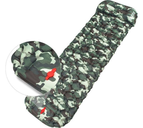 Матрац надувний Bestif Trekking BMT10 з вбудованим насосом 190x56 см, камуфляжний