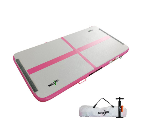 Мат гімнастичний надувний MASTER, 200 x 100 x 10 см, сіро-рожевий