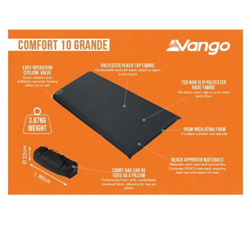 Килимок самонадувний Vango Comfort 10 Grande Shadow Килимок самонадувний Vango Comfort 10 Grande Shadow