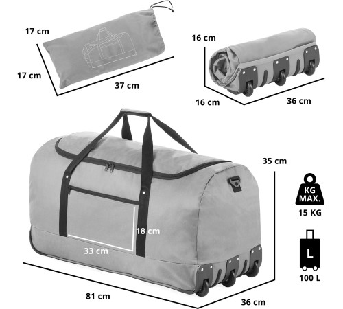 Сумка дорожня на колесах TravelZ Wheelbag 100 Liter Grey (603092) Сумка дорожня на колесах TravelZ Wheelbag 100 Liter Grey (603092)