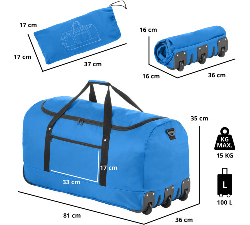 Сумка дорожня на колесах TravelZ Wheelbag 100 Liter Blue (603093) Сумка дорожня на колесах TravelZ Wheelbag 100 Liter Blue (603093)