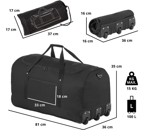 Сумка дорожня на колесах TravelZ Wheelbag 100 Liter Black (603091) Сумка дорожня на колесах TravelZ Wheelbag 100 Liter Black (603091)