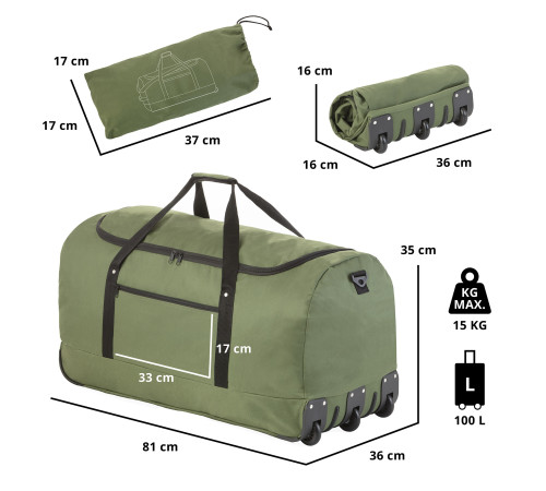 Сумка дорожня на колесах TravelZ Wheelbag 100 Liter Green (603095) Сумка дорожня на колесах TravelZ Wheelbag 100 Liter Green (603095)
