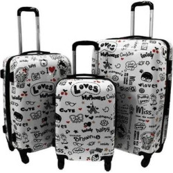 Набір з 3 валіз KEMER RGL PRINT LOVES білий