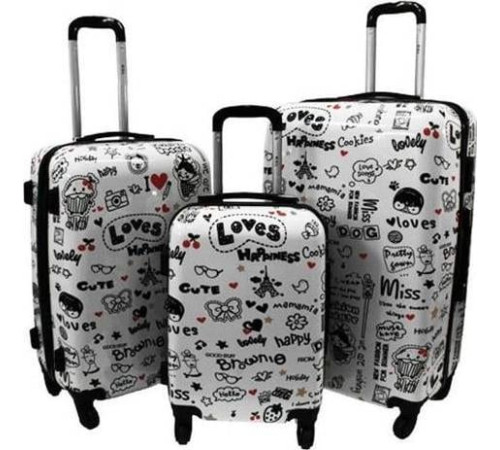 Набір з 3 валіз KEMER RGL PRINT LOVES білий Набір з 3 валіз KEMER RGL PRINT LOVES білий