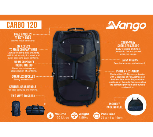 Сумка дорожня Vango Cargo 120 Moonlit Ocean (RUUCARGO0000001) Сумка дорожня Vango Cargo 120 Moonlit Ocean (RUUCARGO0000001)