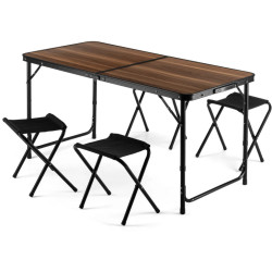 Стіл розкладний Outtec з 4 стільцями 120х60 см, коричневий