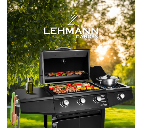Газовий гриль LEHMANN TEXAS 3+1 чорний Газовий гриль LEHMANN TEXAS 3+1 чорний