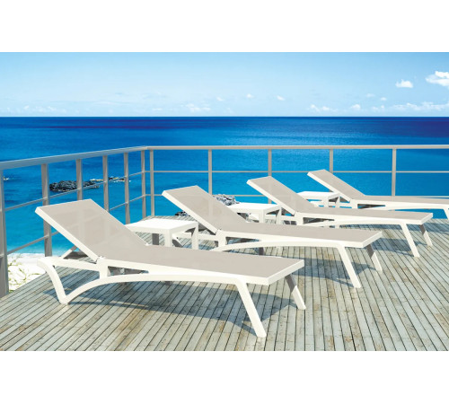 Шезлонг Siesta Pacific, 193 х 68 х 35 см - біло-бежевий