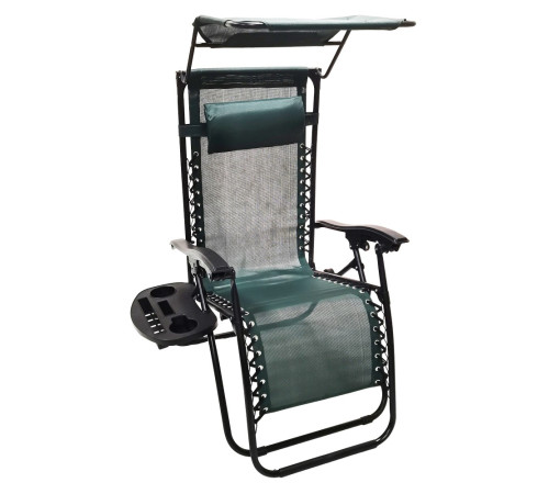 Шезлонг із захисним козирком Bonro SP-167A, 173 х 52 х 108 см - зелений