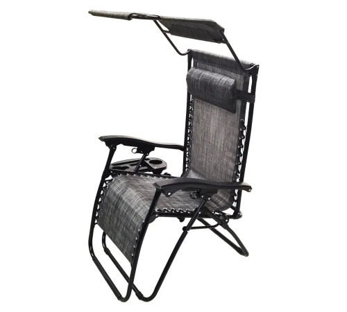 Шезлонг із захисним козирком Bonro SP-167A, 173 х 52 х 108 см - сірий