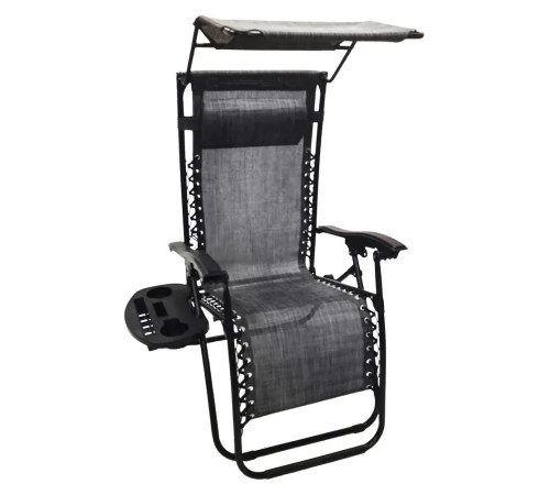 Шезлонг із захисним козирком Bonro SP-167A, 173 х 52 х 108 см - сірий